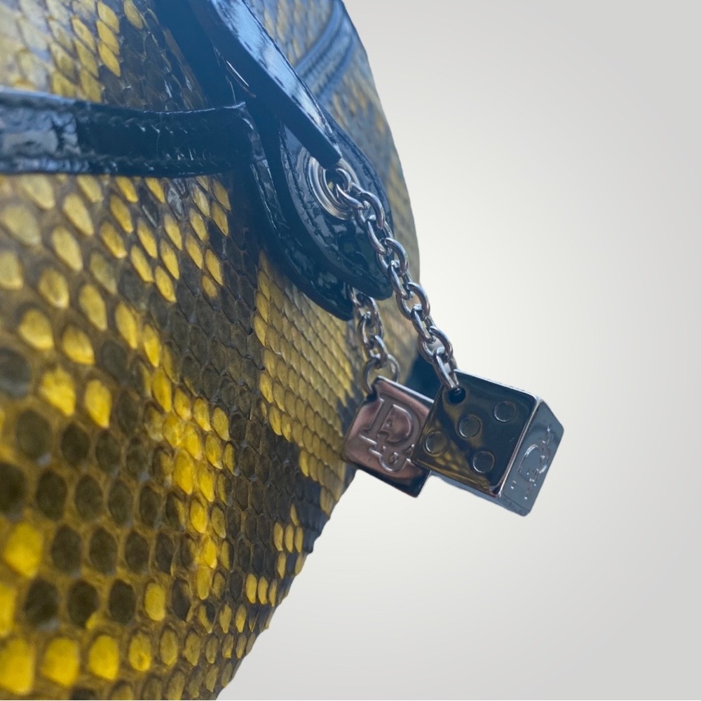 Christian Dior Green Leopard Print and Yellow SnakeSkin Gambler Bag - Picture 10 of 17